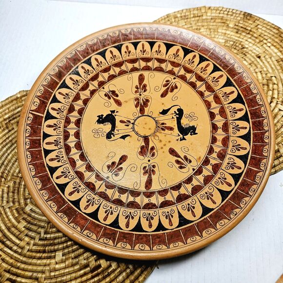 Vintage Decorative Ancient Grecian Greek Design Wall Pottery Accent Plate Art - Picture 1 of 10